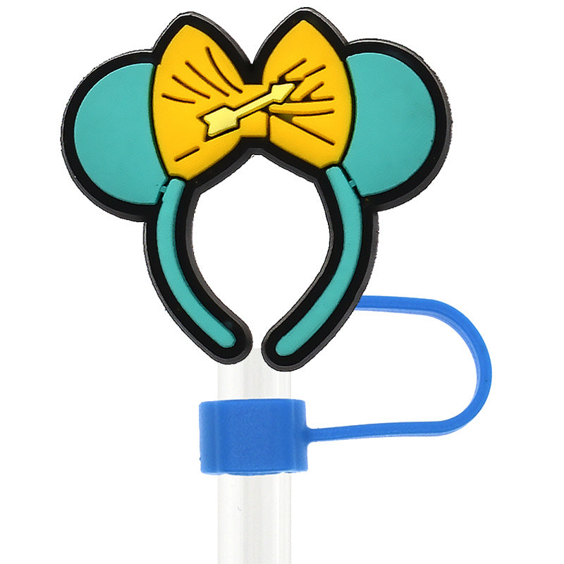 Silicone straw cap Wearing ears on the head