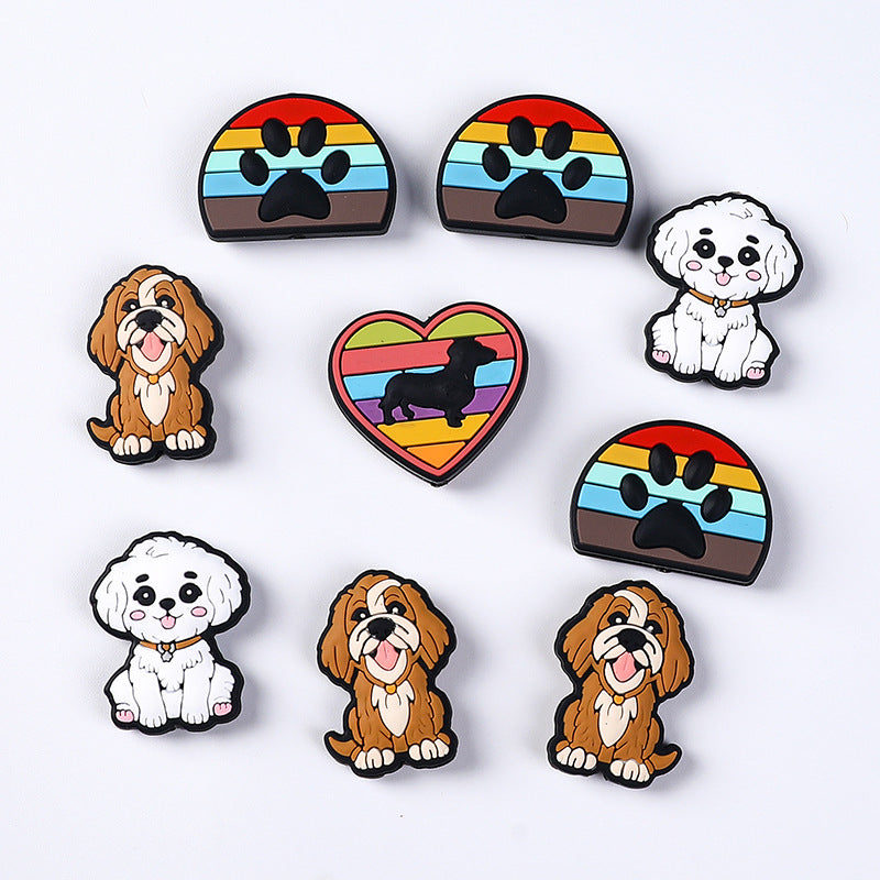 Silicone beads in the shape of a small dog