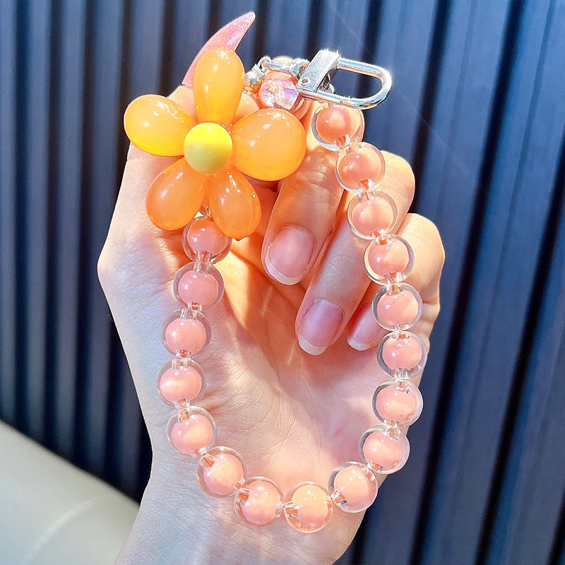 Colored bead phone lanyard keychain handmade