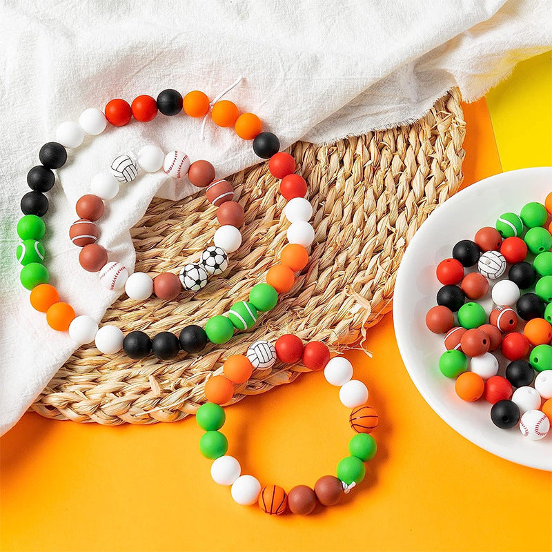 Basketball printed silicone beads