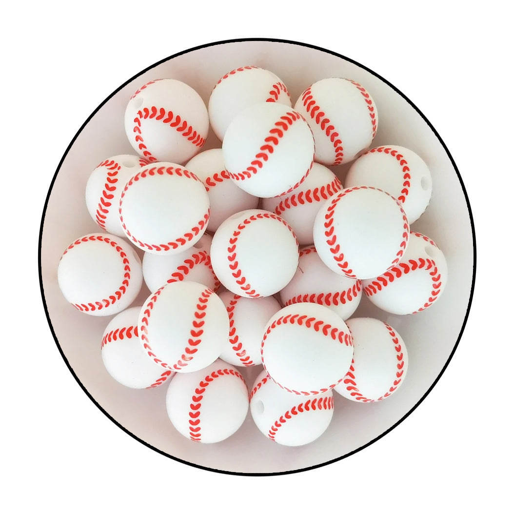 Basketball printed silicone beads
