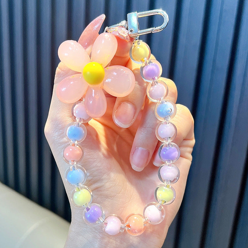 Colored bead phone lanyard keychain handmade