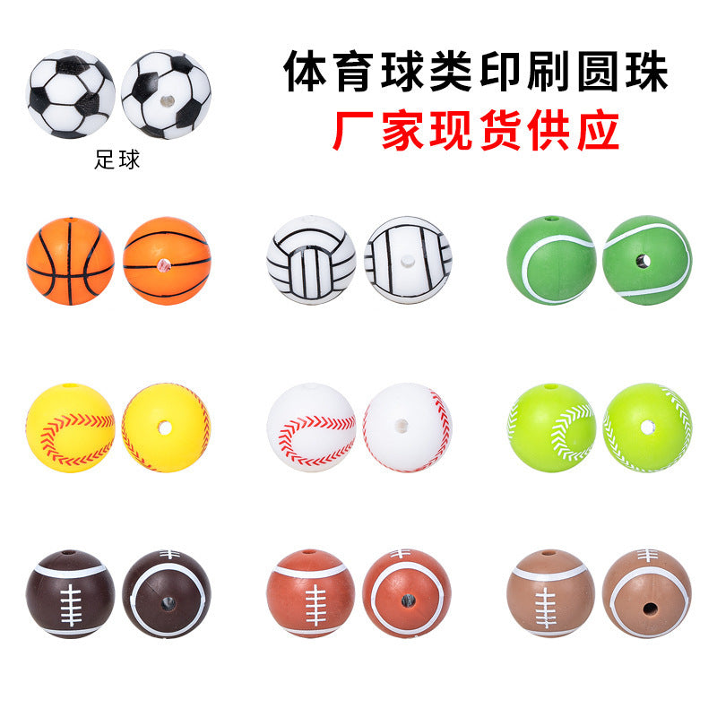 Basketball printed silicone beads