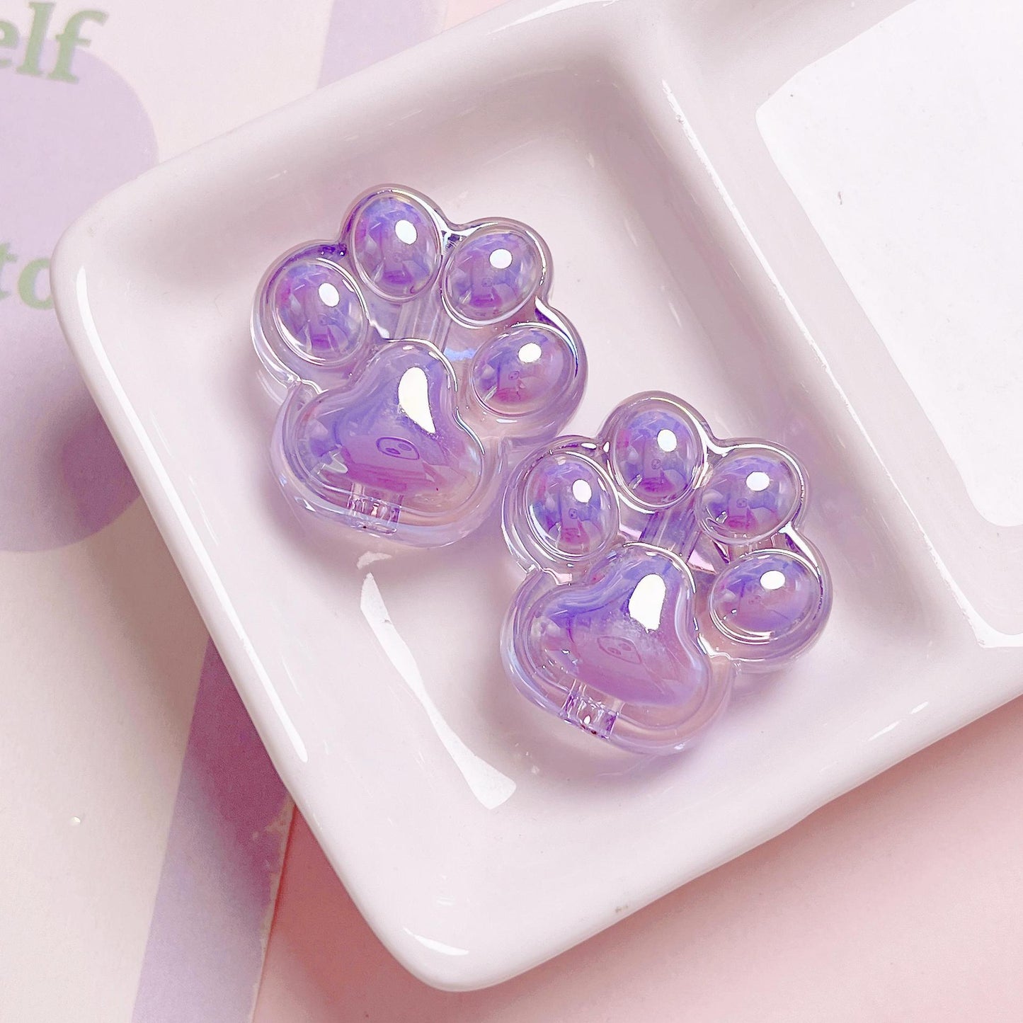 Cute cat paw vertical hole bead DIY key pendant