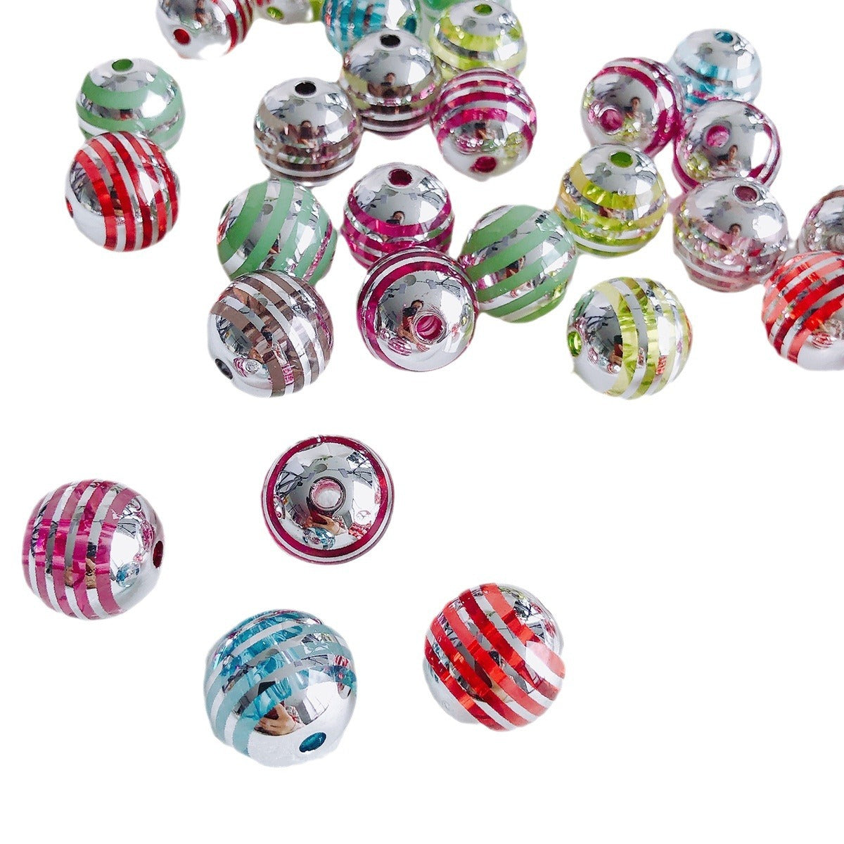 Colored acrylic transparent straight hole loose beads