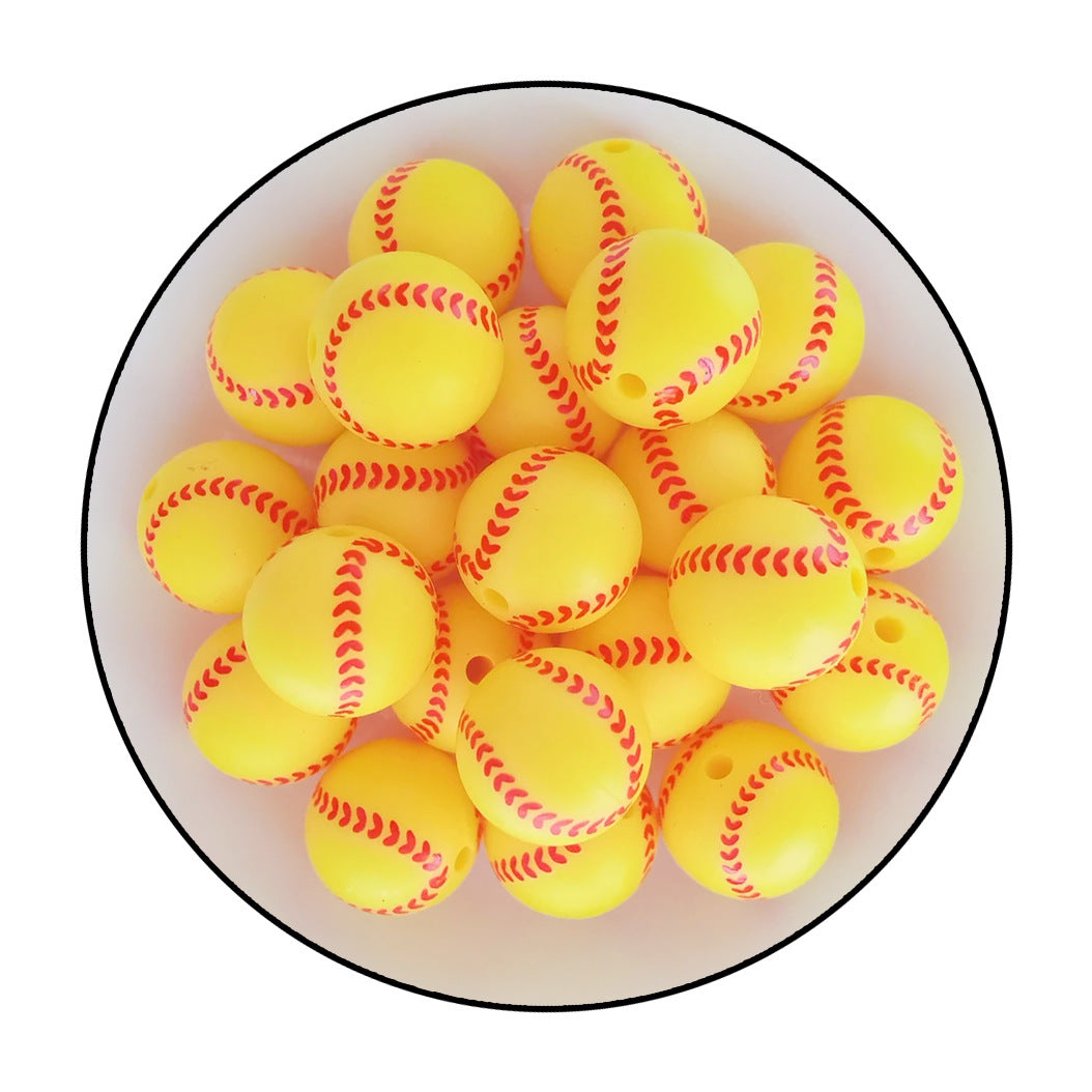 Basketball printed silicone beads