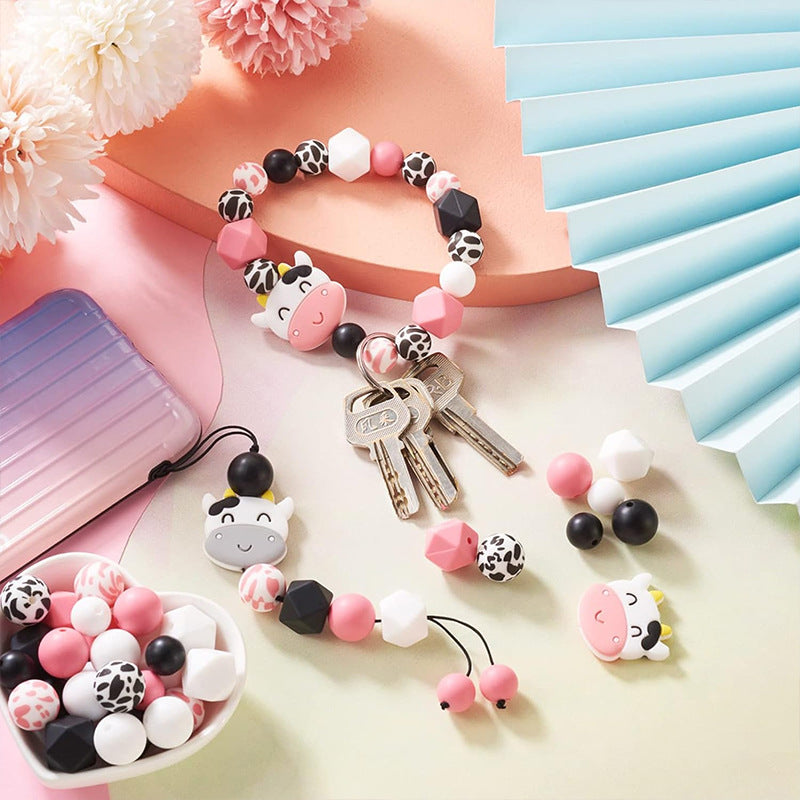 Silicone beads with cow head bone