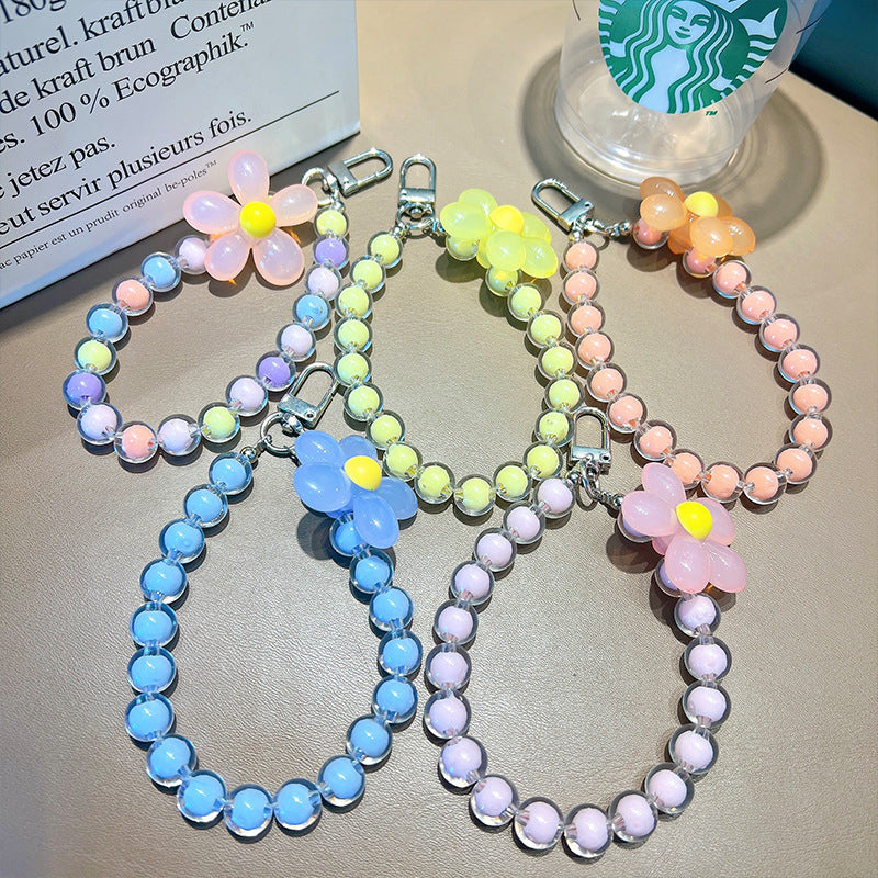 Colored bead phone lanyard keychain handmade