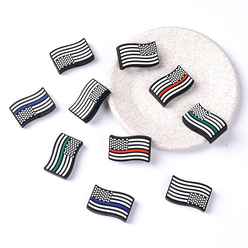 American star striped silicone beads