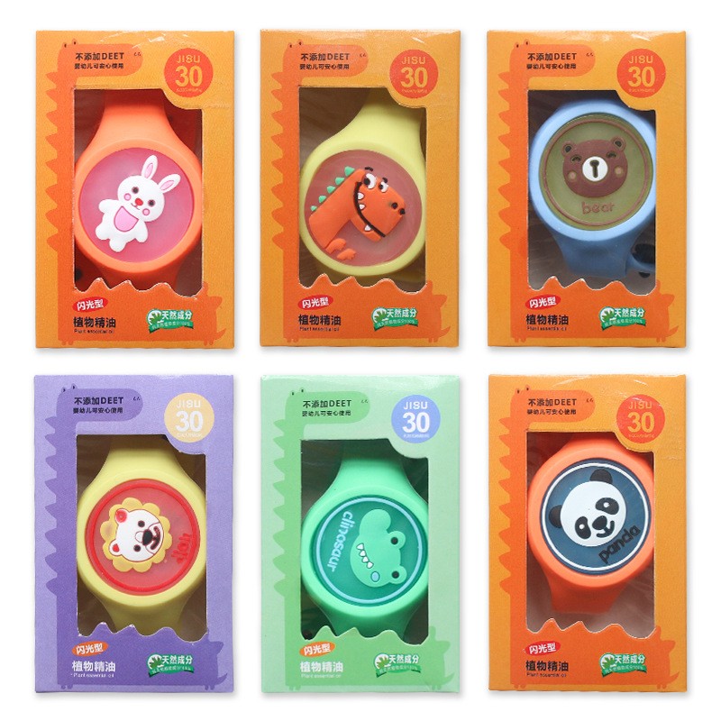 Cartoon gyro mosquito repellent wristband emits light and rotates in three dimensions snap ring(
