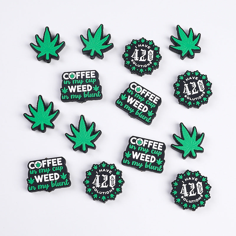 Green leaf silicone beads