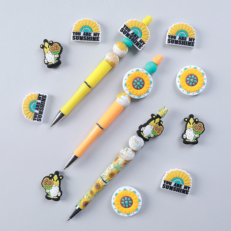 Turquoise daisy silicone beads