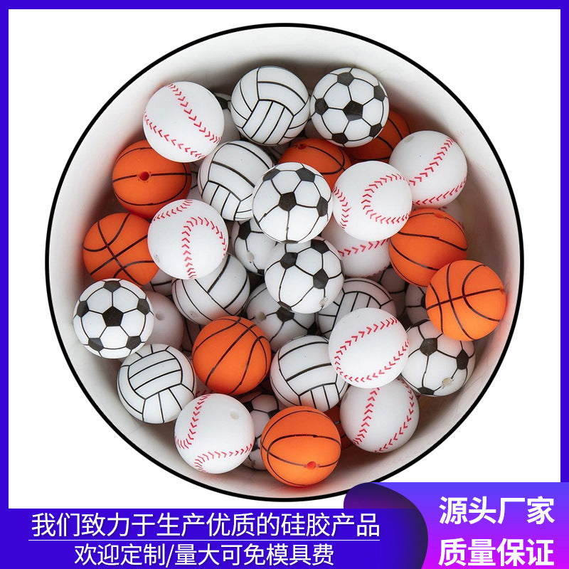 Basketball printed silicone beads