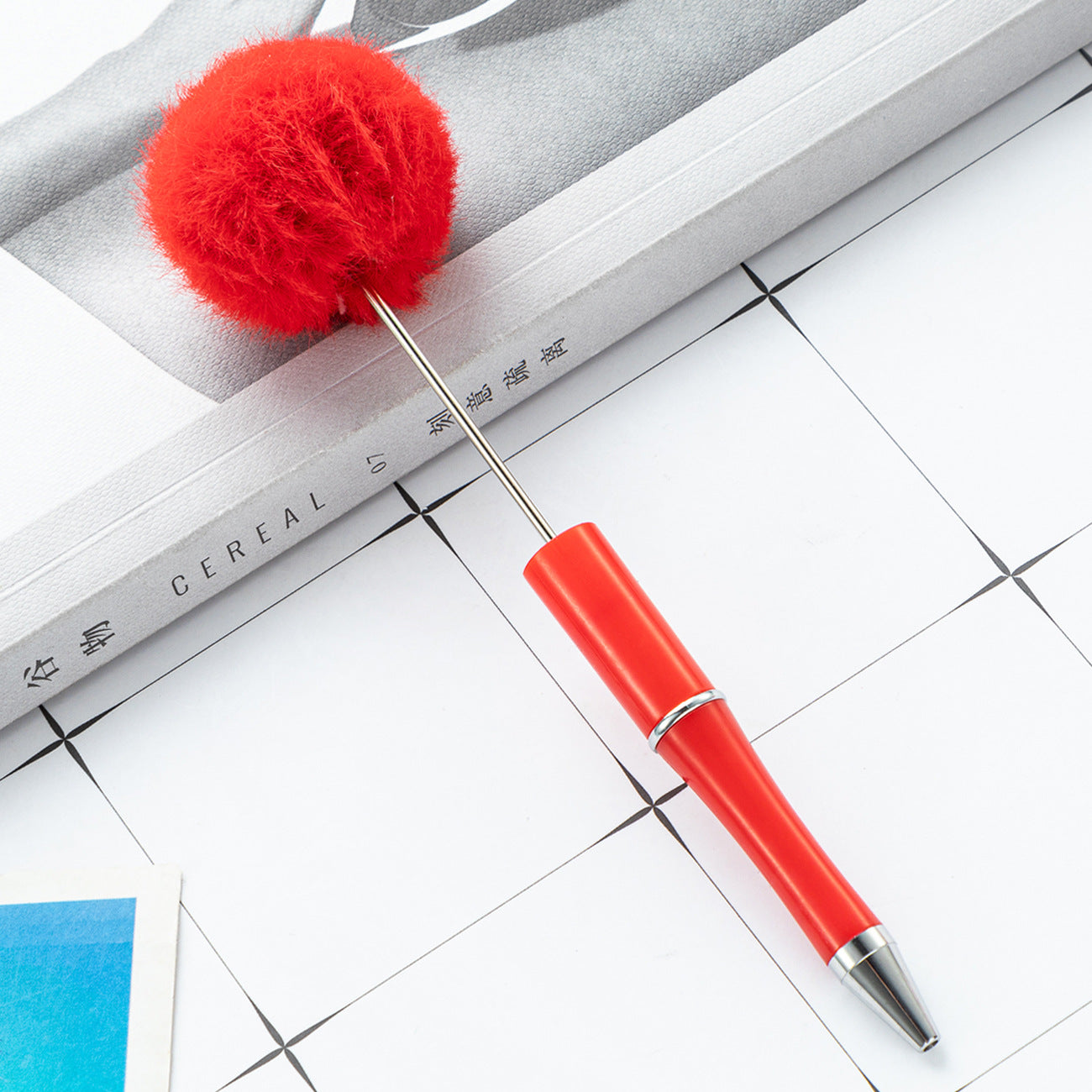 Creative ballpoint pen DIY ball bead pen cute style furry