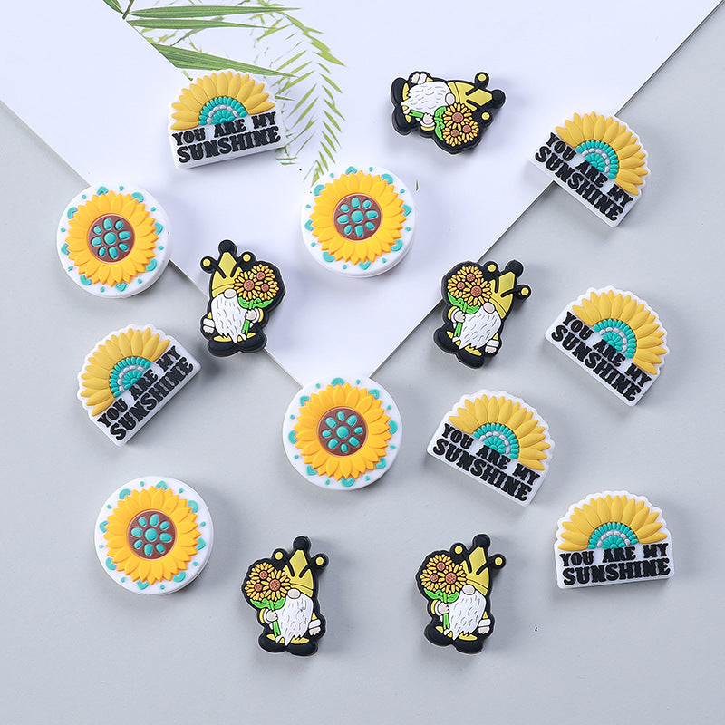 Turquoise daisy silicone beads