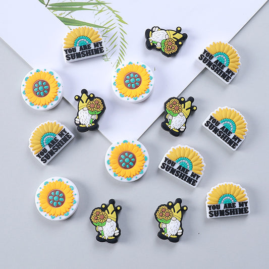 Turquoise daisy silicone beads