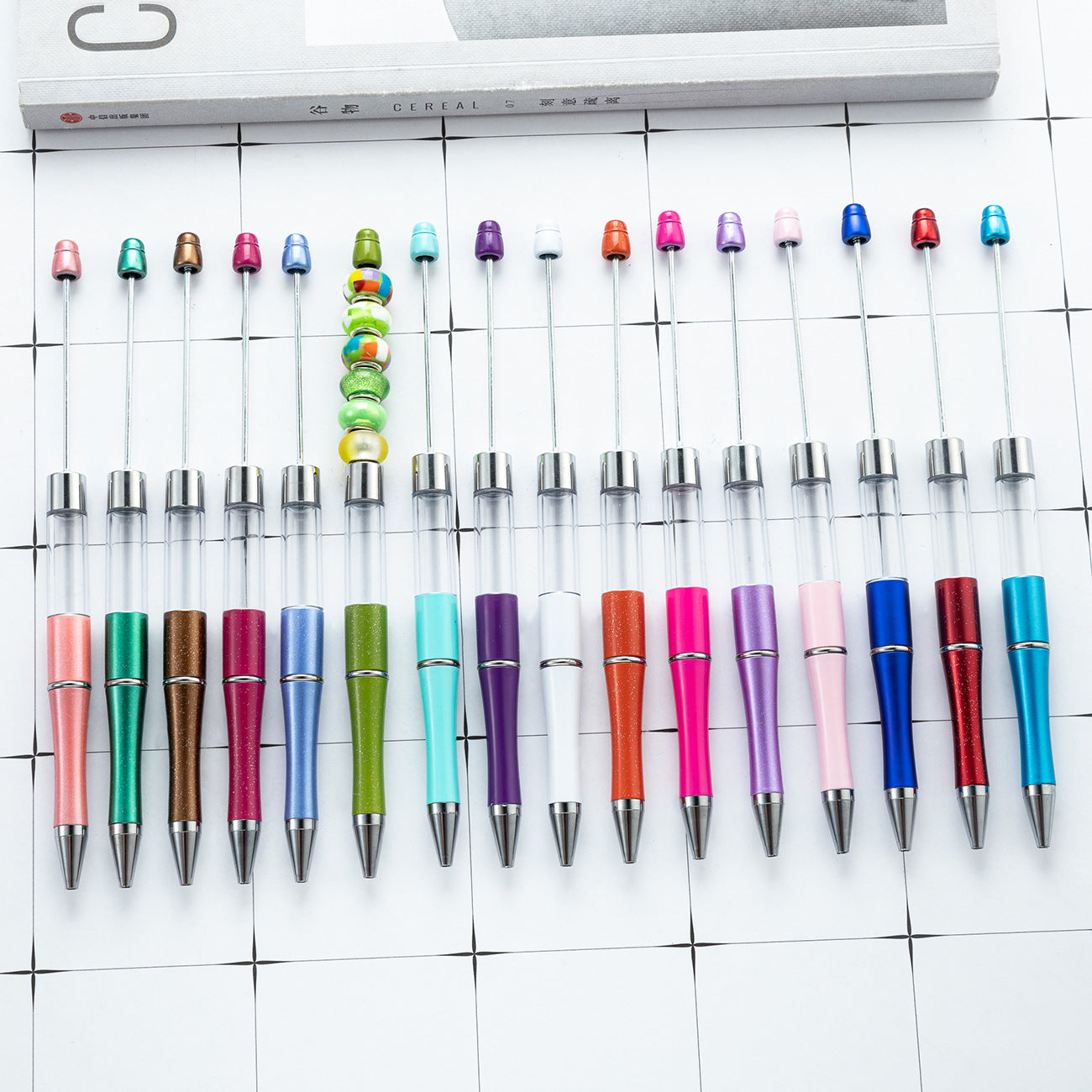 Ballpoint pen plastic bead ballpoint pen