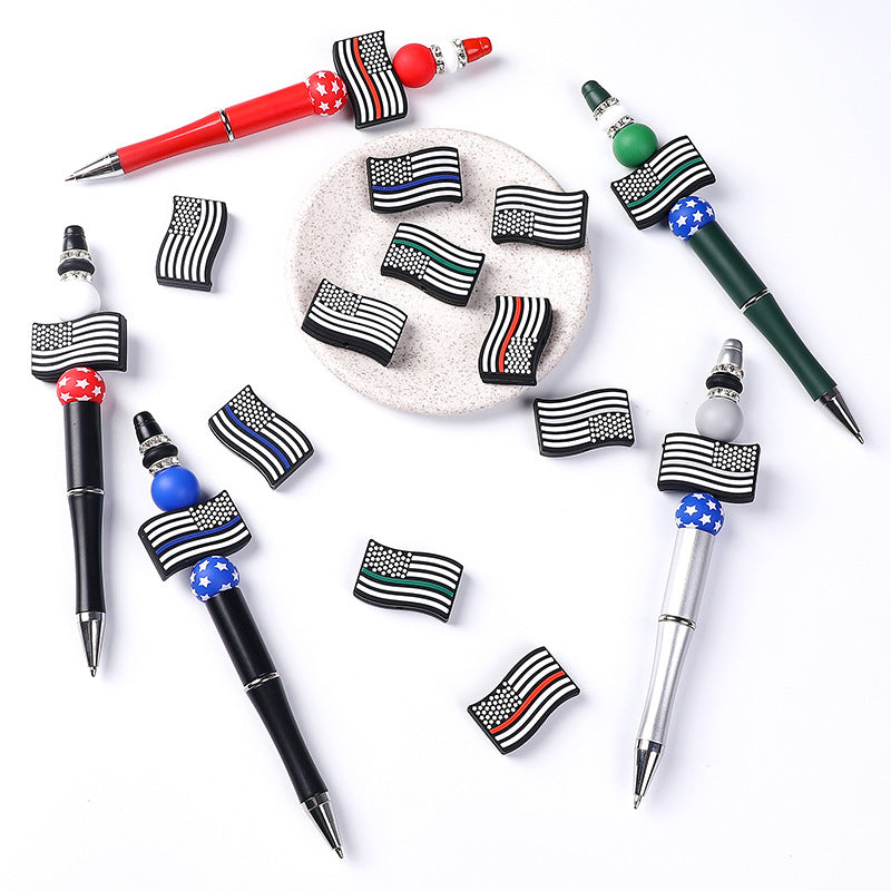 American star striped silicone beads