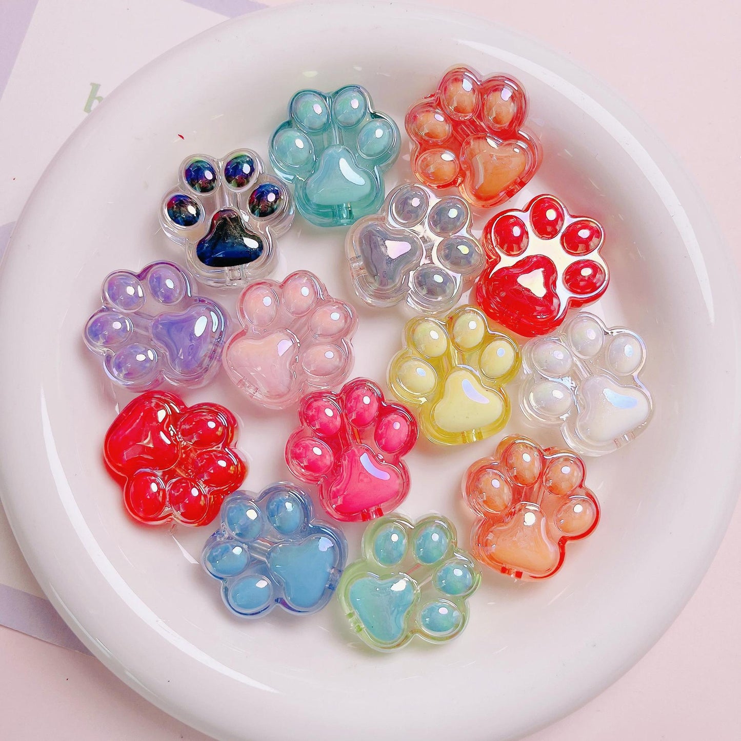 Cute cat paw vertical hole bead DIY key pendant
