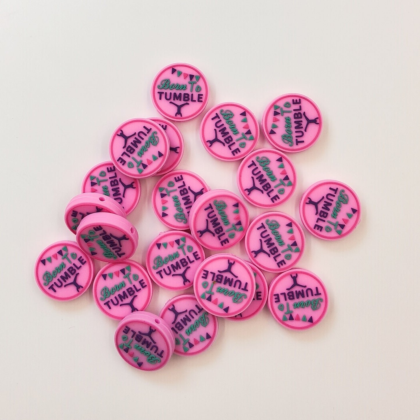 Pink circular silicone cartoon bead