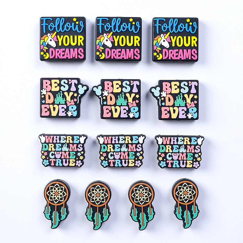 Cartoon letter silicone beads