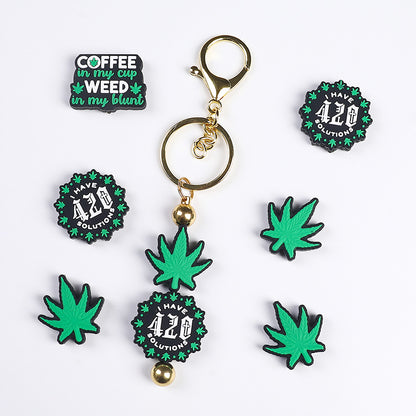 Green leaf silicone beads