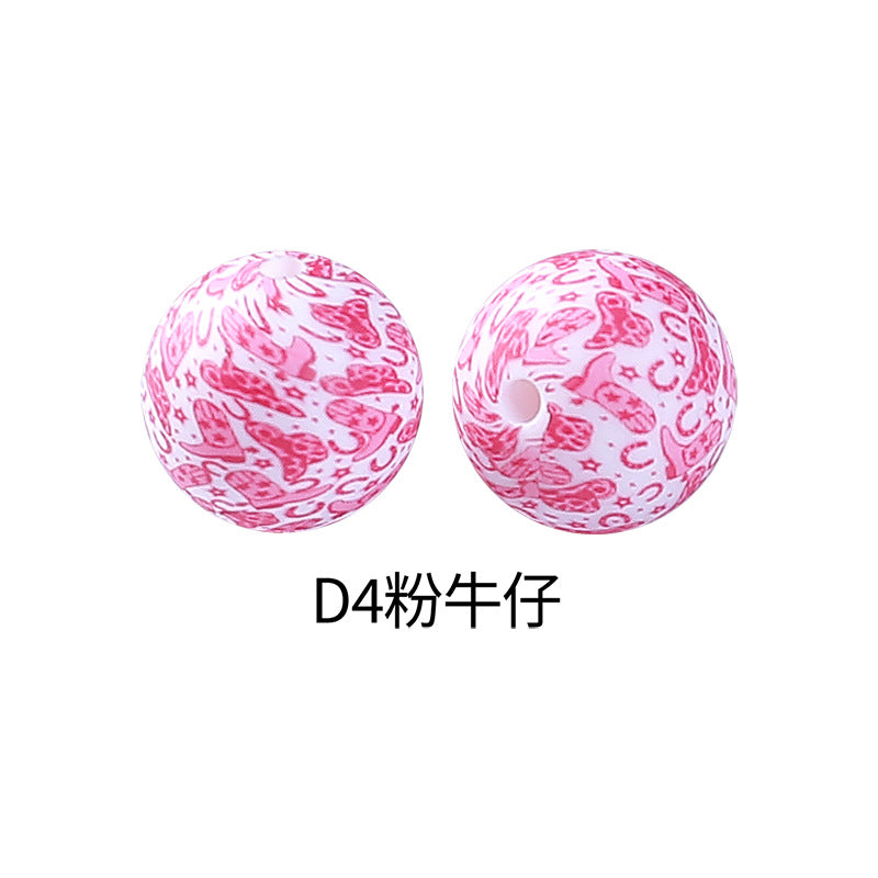 Leopard print water transfer printing circular dispersed silicone beads