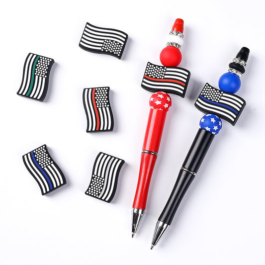 American star striped silicone beads