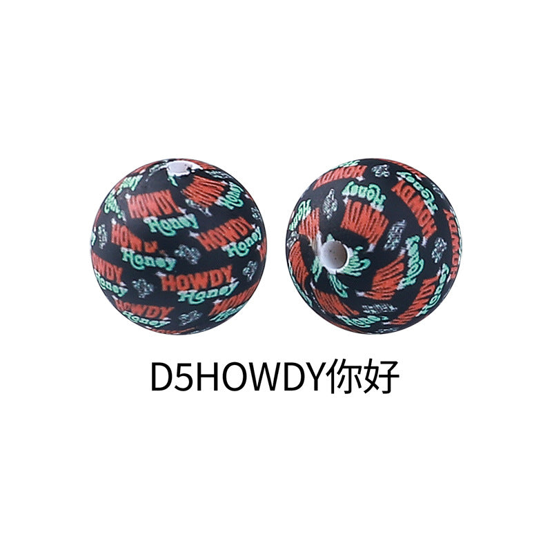 Leopard print water transfer printing circular dispersed silicone beads