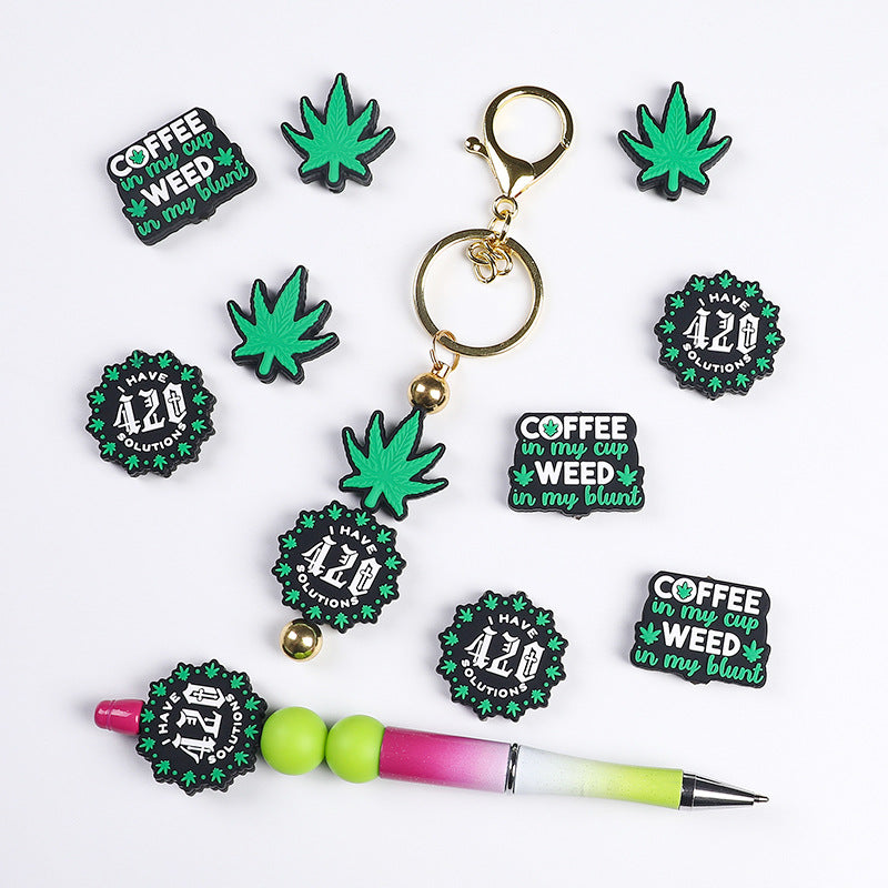 Green leaf silicone beads