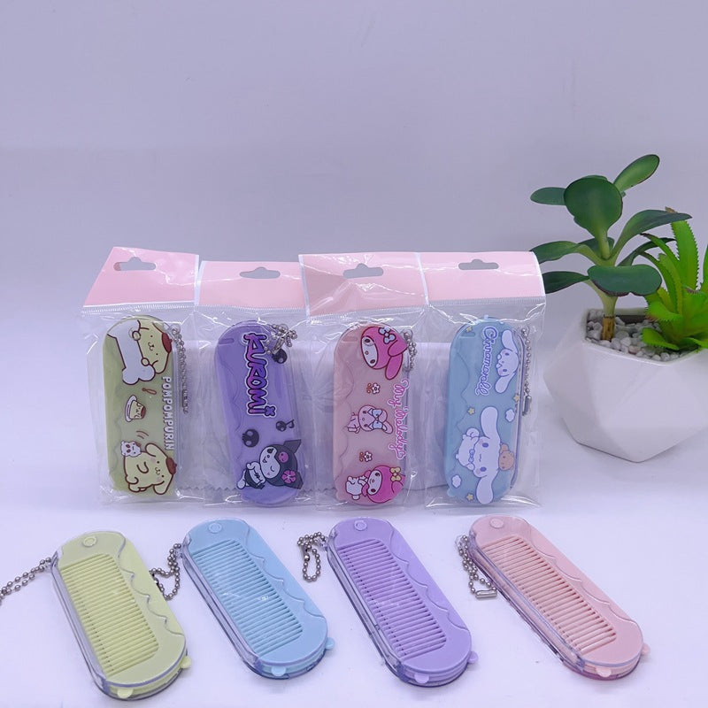 Portable folding comb with mirror