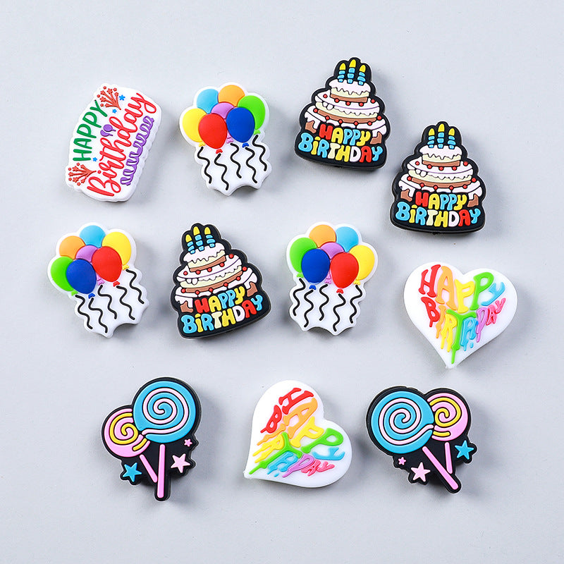 Happy birthday silicone beads
