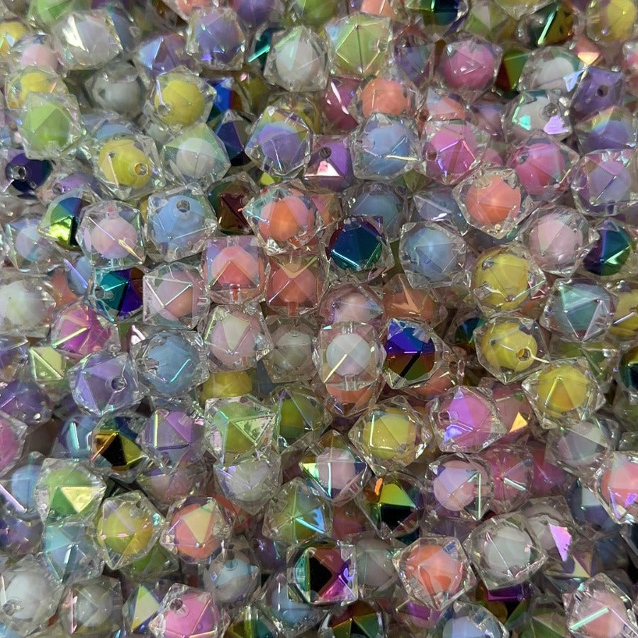 Water cube polygonal diamond shaped acrylic beads
