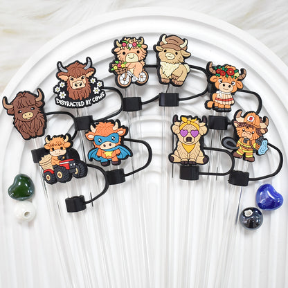 Highland Cow Cartoon Straw Hat