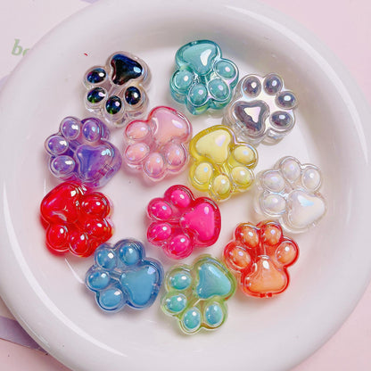 Cute cat paw vertical hole bead DIY key pendant
