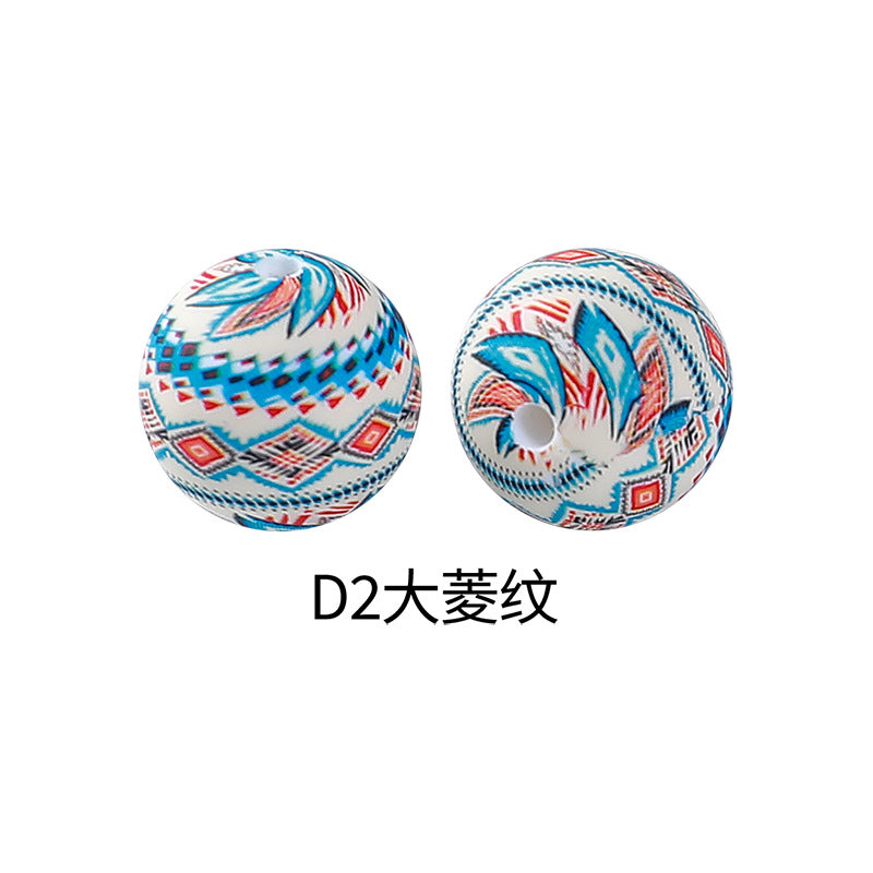 Leopard print water transfer printing circular dispersed silicone beads
