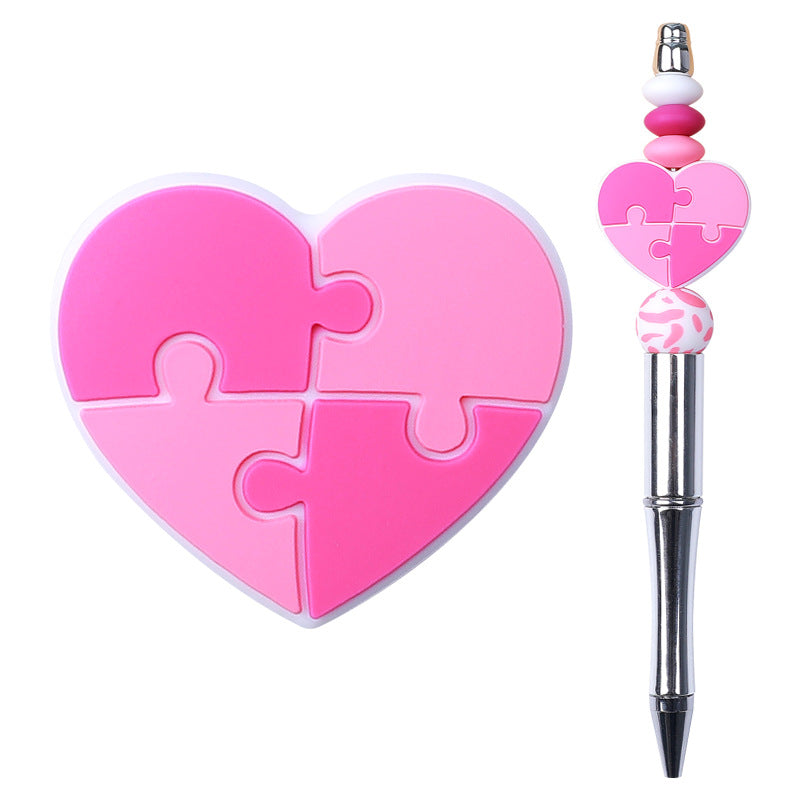 European and American Pink Love Silicone Beads