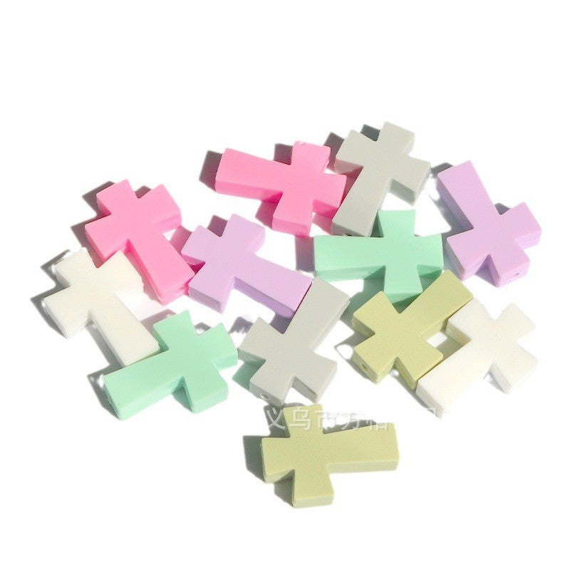 Solid color cross silicone beads