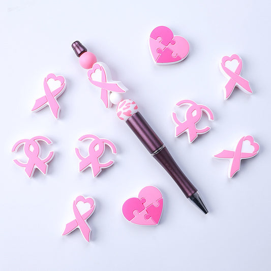 European and American Pink Love Silicone Beads