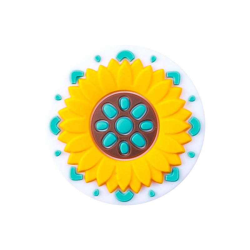 Turquoise daisy silicone beads
