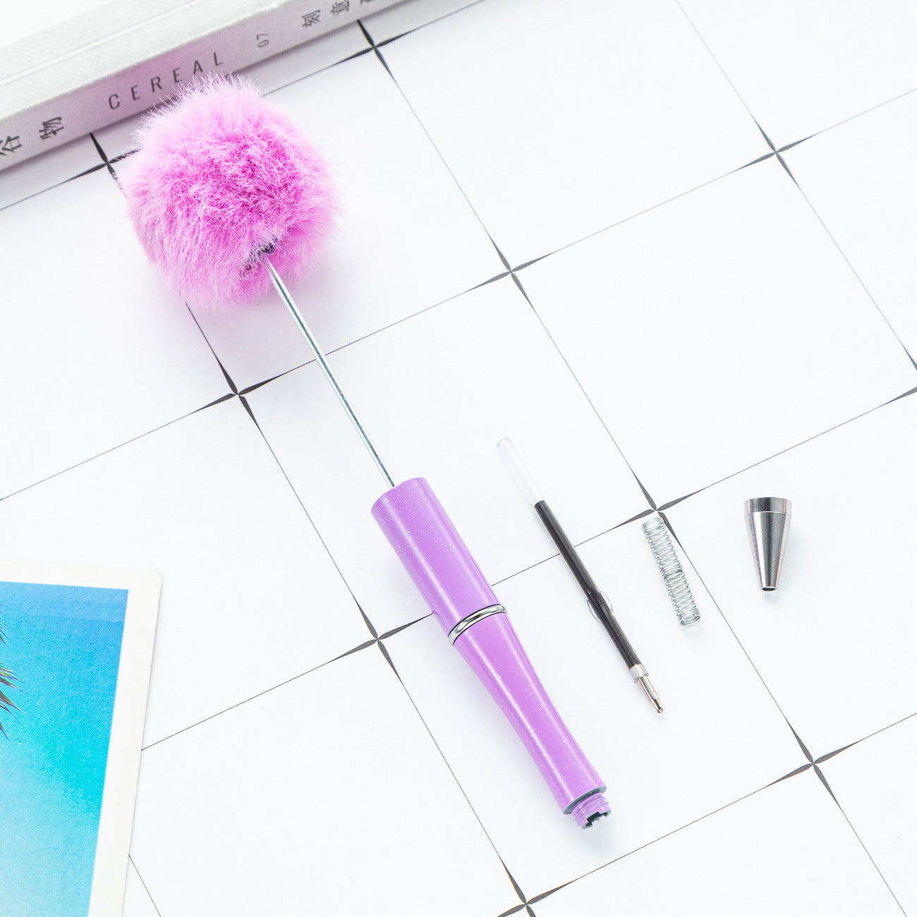 Creative ballpoint pen DIY ball bead pen cute style furry