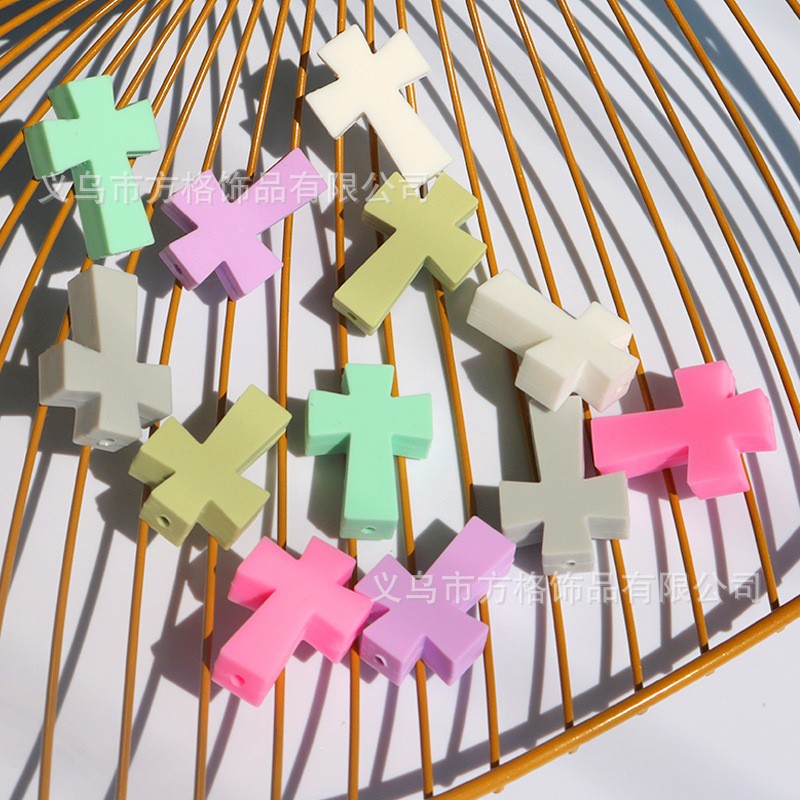 Solid color cross silicone beads