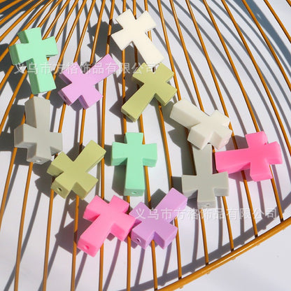 Solid color cross silicone beads