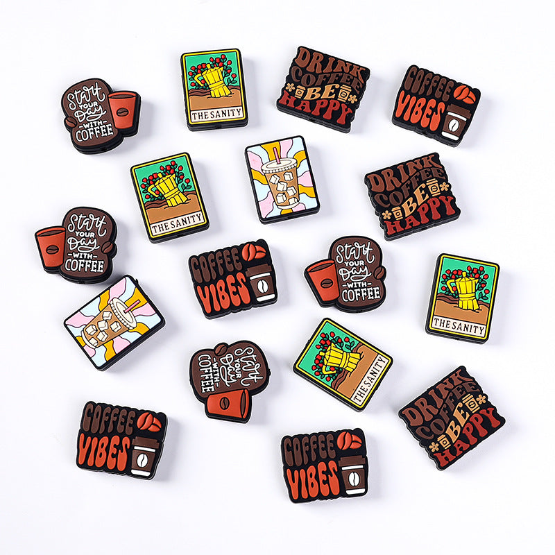 Coffee letter silicone beads