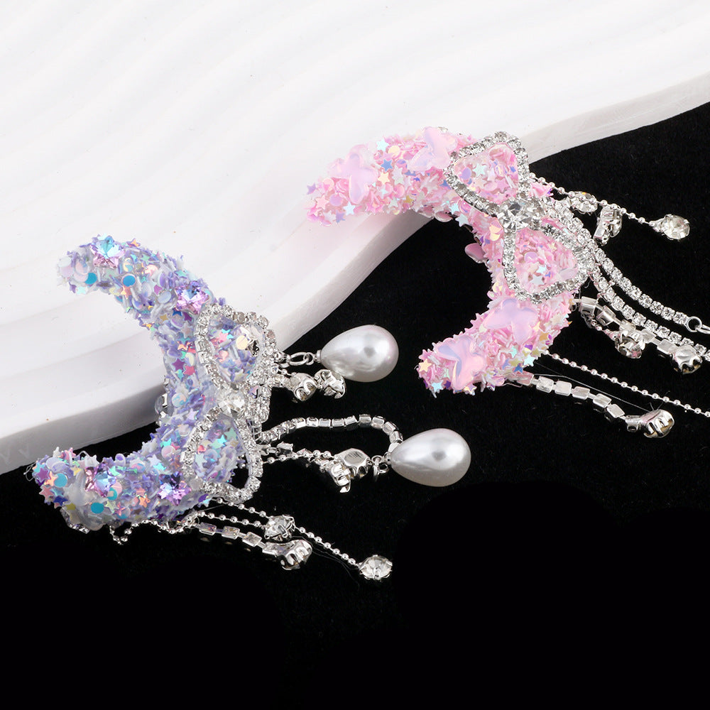 Bow tassel pearl sequin moon boat acrylic diamond ball