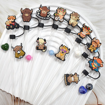 Highland Cow Cartoon Straw Hat
