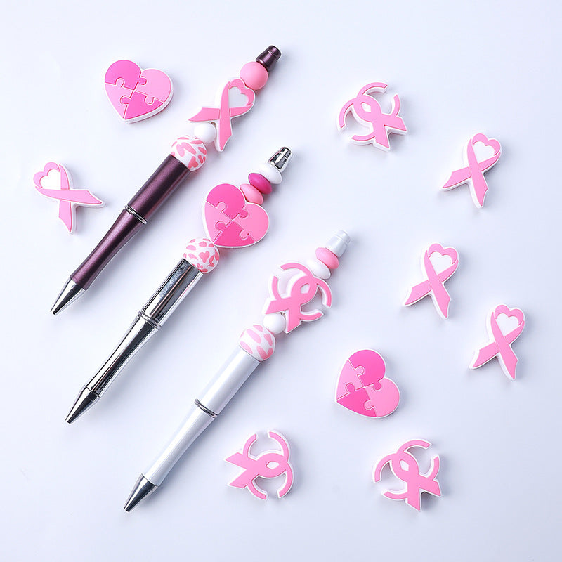 European and American Pink Love Silicone Beads