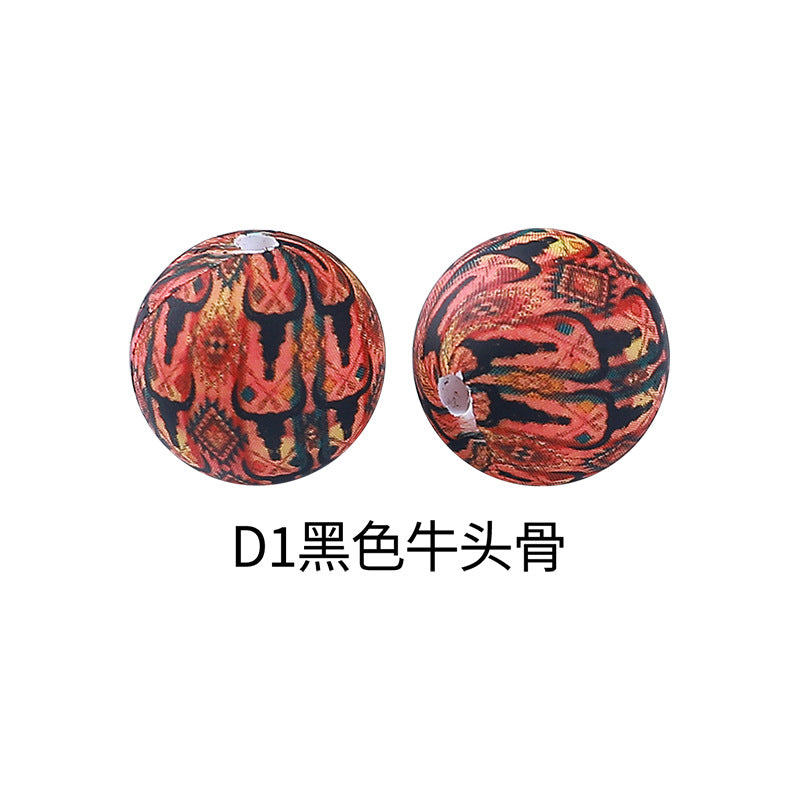 Leopard print water transfer printing circular dispersed silicone beads