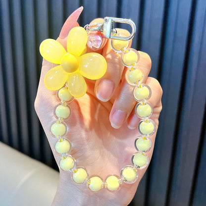 Colored bead phone lanyard keychain handmade