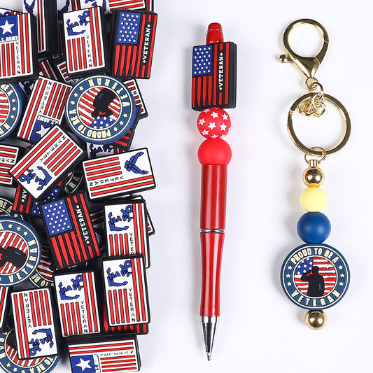 New American Flag Silicone Beads